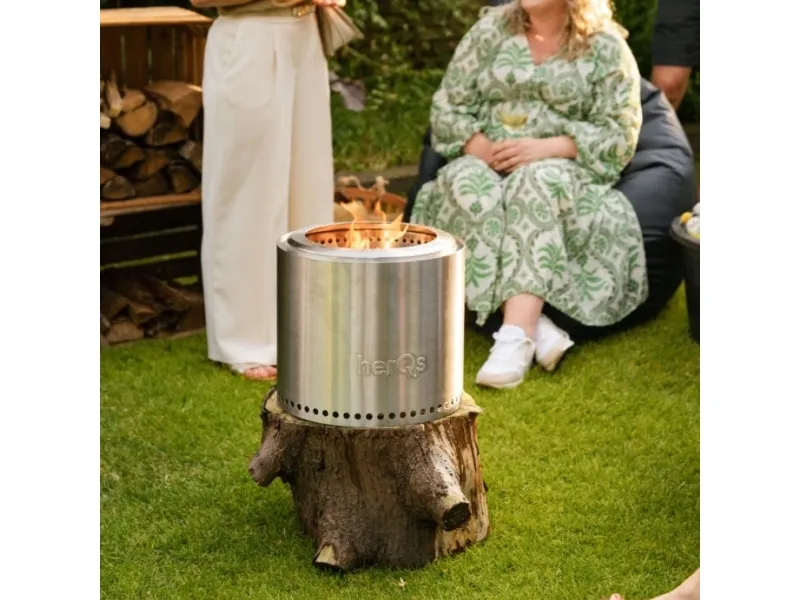 herQs Smokeless FirePit Cozy - Smokeless Outdoor Fireplace 90% Less Smoke Quick and Easy Installation Perfect for 6-8 People