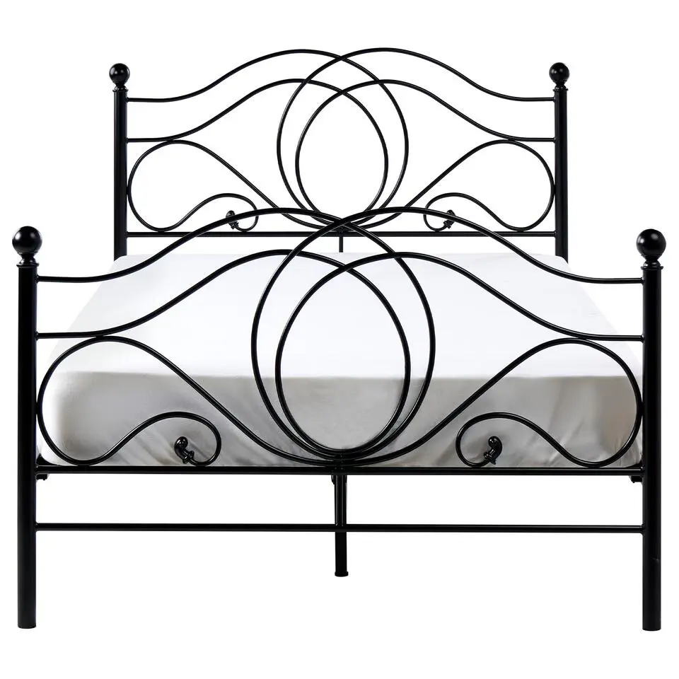 LYRA - Tweepersoonsbed - Zwart - 120 x 200 cm - Metaal