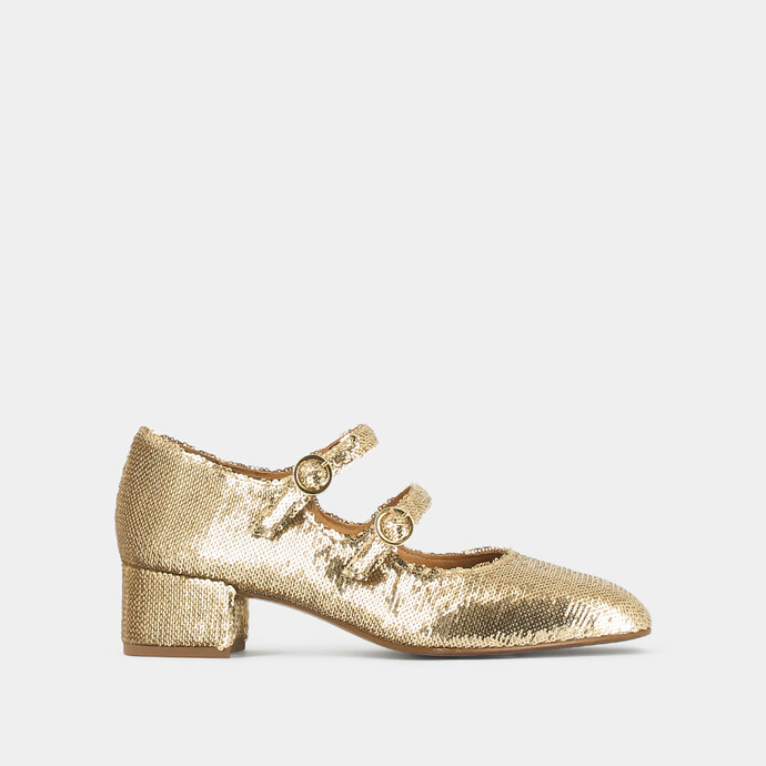 Babies doubles boucles et talons  en sequins platine