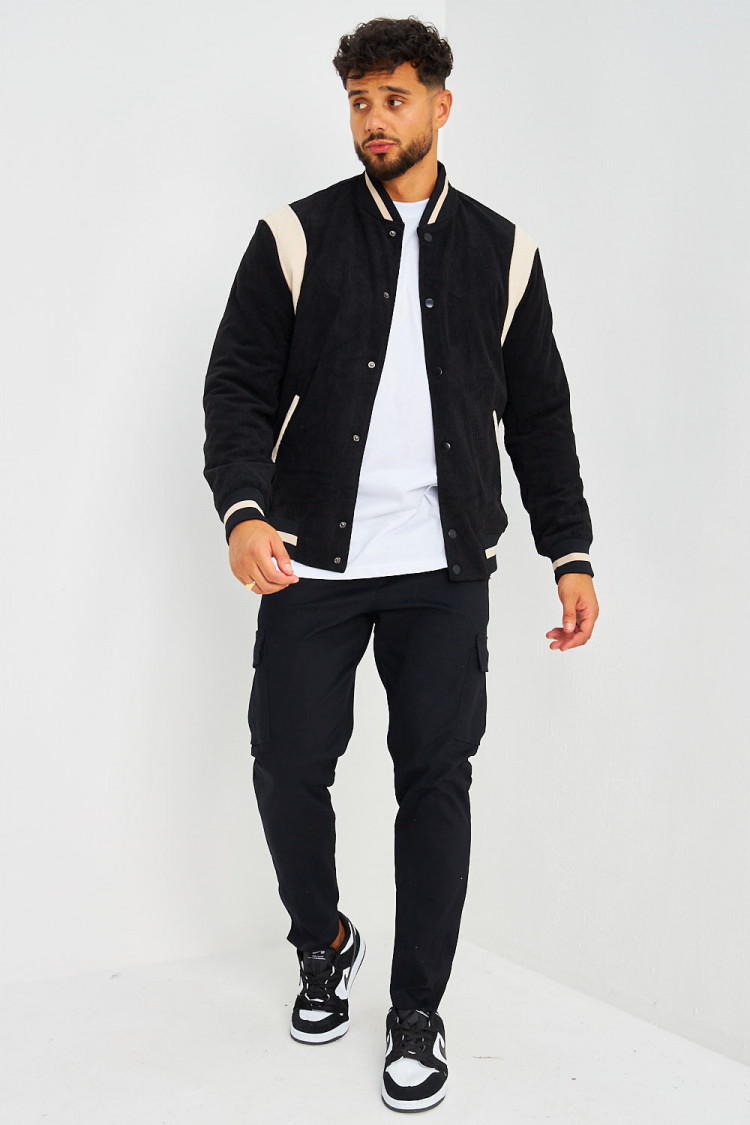 Bomber noir en velours côtelé