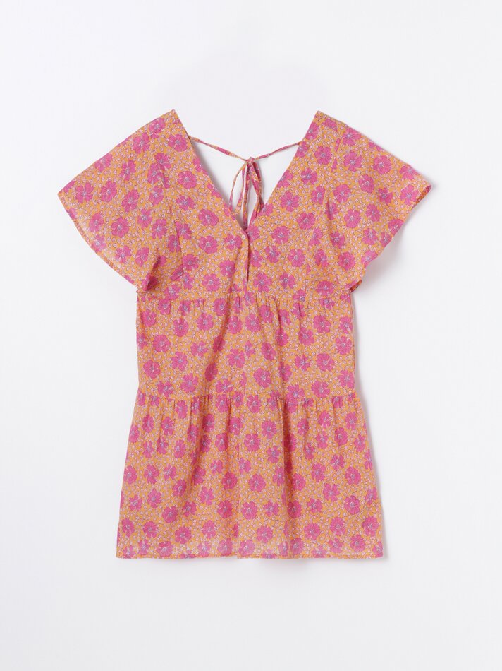 Vestido curto estampado - Laranja