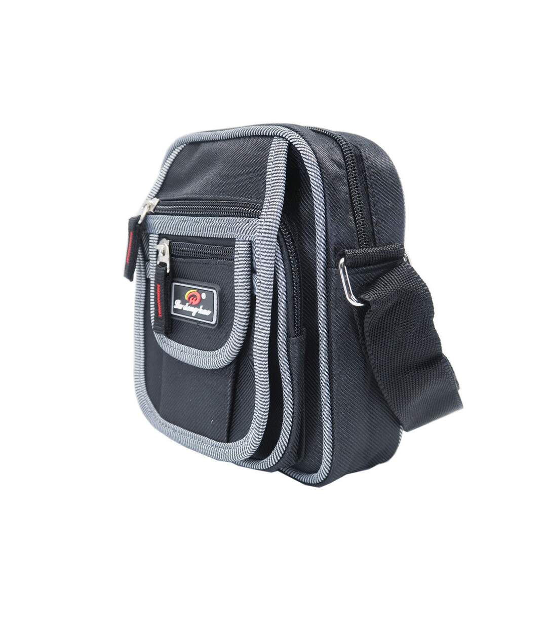 Sacoche pour homme - Multi poches - Nylon - Gris