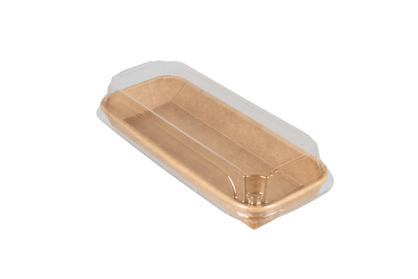 Sushi tray karton TA-02 + deksel 220x90x25 Kraft