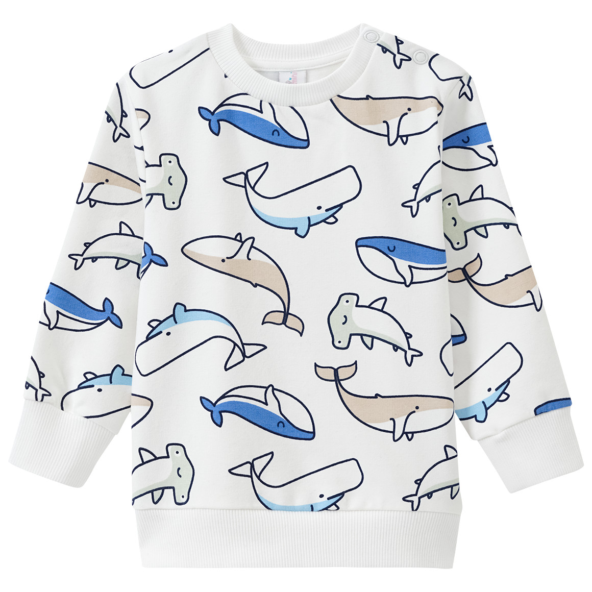 Topomini Baby Sweatshirt mit Fisch-Allover weiss