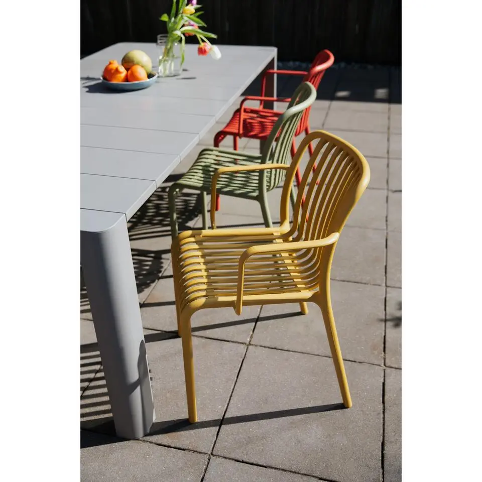 Housecraft Living Mante Tuinstoelen Armleuning Kunststof Groen - Set van 4
