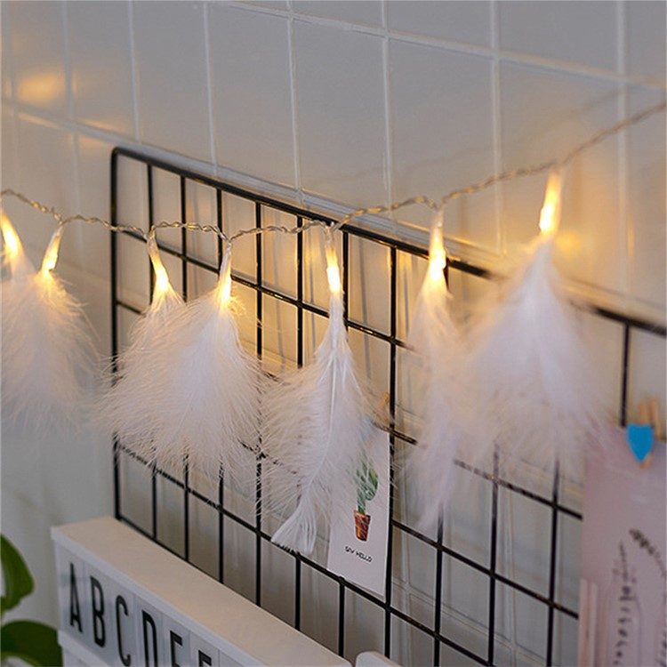 (3m) 20 LED's Deko Lichterkette Feder Beleuchtung (Batteriebetrieben) - Warmweiss