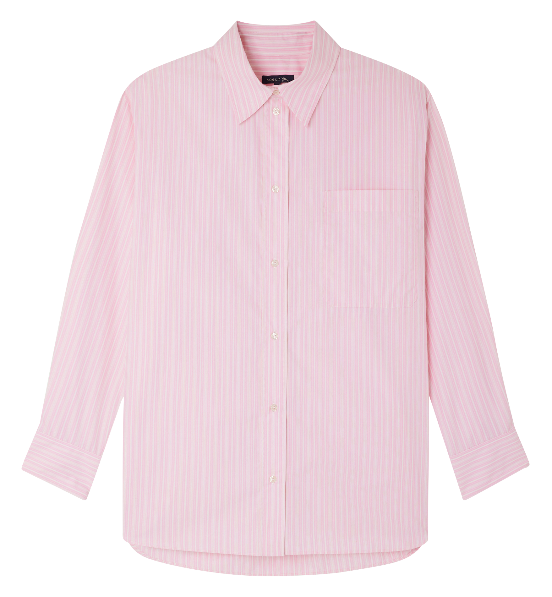 CARLOTTA - Chemise oversize col classique en coton | Rose