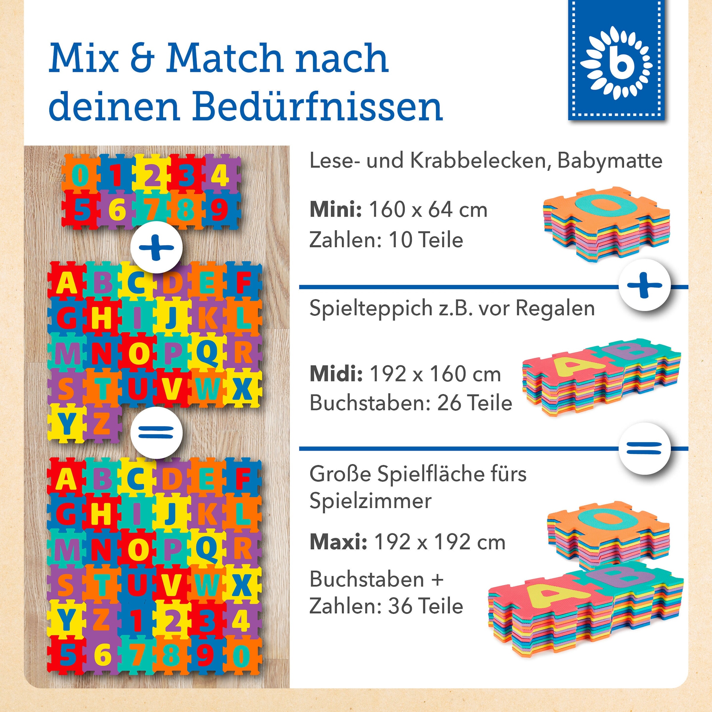 Bieco Puzzlematte 59 tlg Mehrfarbig
