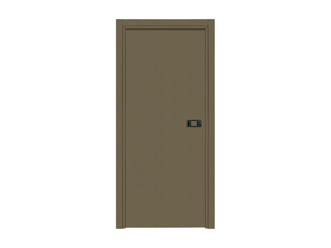 Bloc-porte pose fin de chantier collection Premium Miro avec poignée Exclusive noire, H.204 x l.83 cm, aspect cuir lichen, réversible