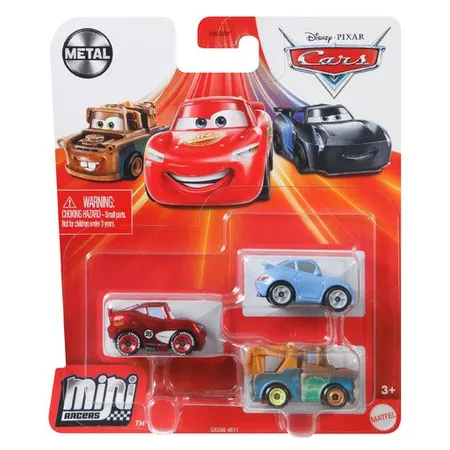 Mattel Disney Pixar Cars Mini Racers 3er Pack Sortiment, 1 Packung, sortiert