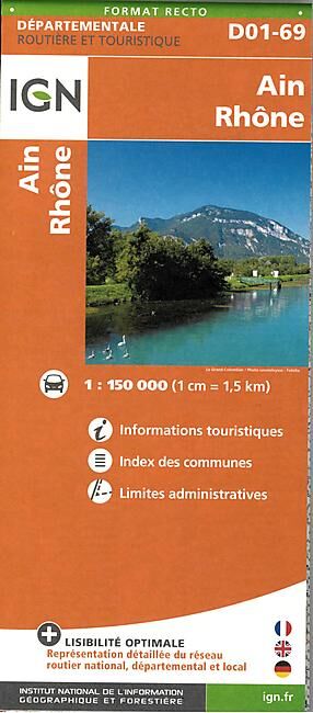 IGN - D01 69 AIN RHONE ECHELLE 1 150 000