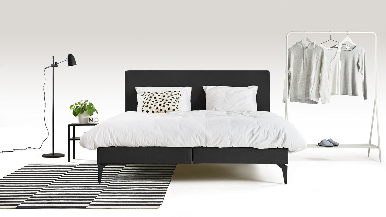 Boxspring Cisano met Silver Pocket Deluxe Foam matras dark grey