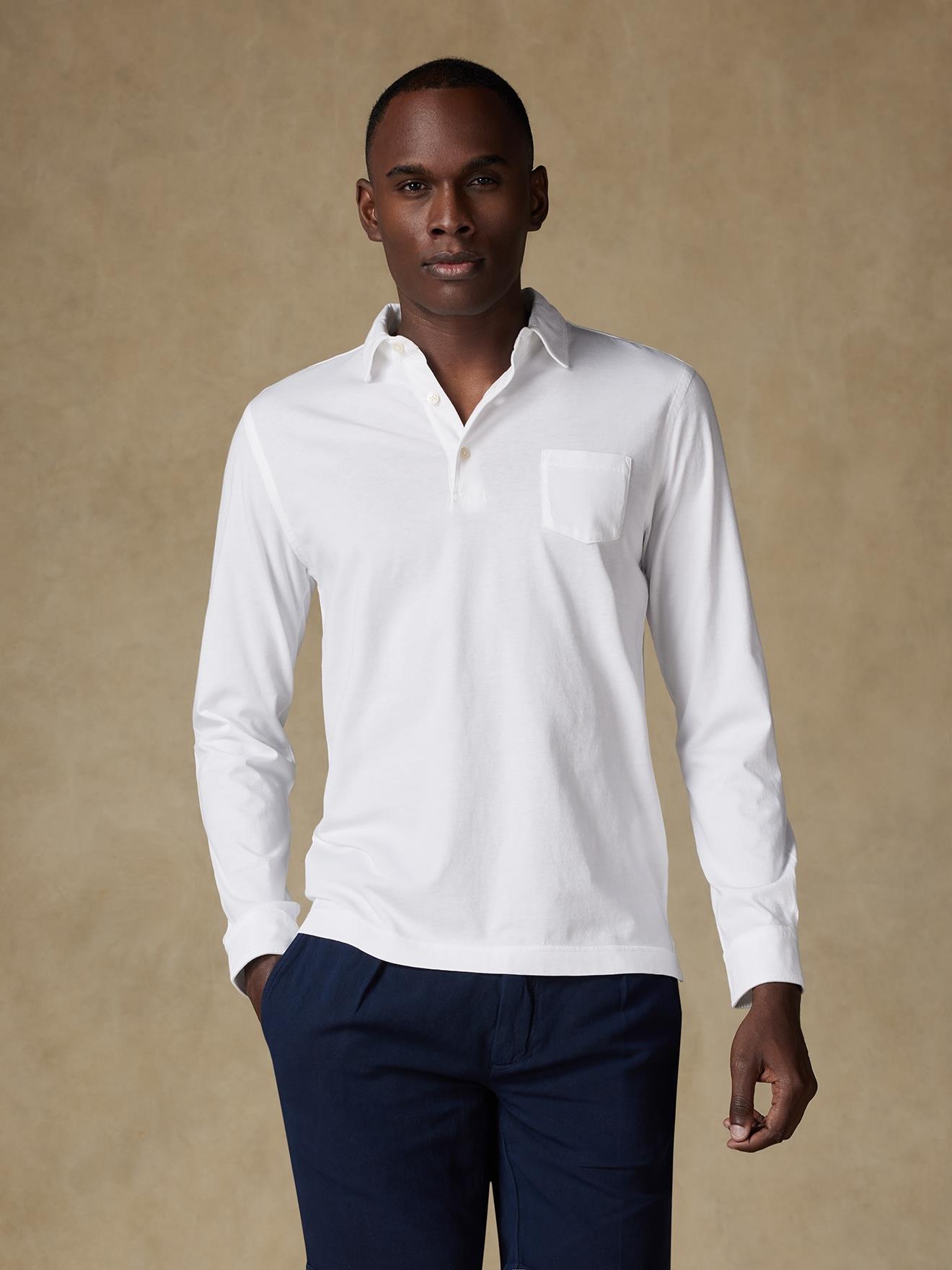 Polo Bred manches longues en jersey blanc