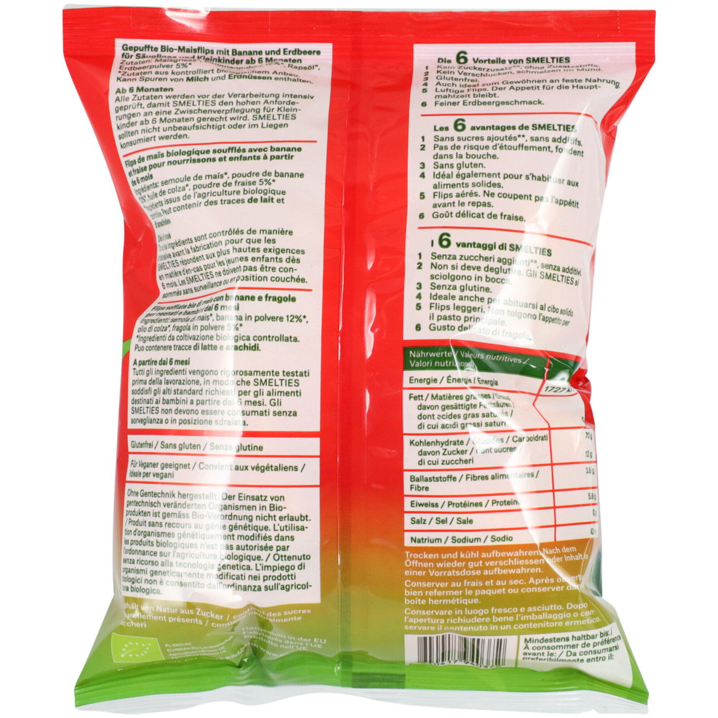 Smelties Bio Maisflips mit Erdbeere 6+ Monate
