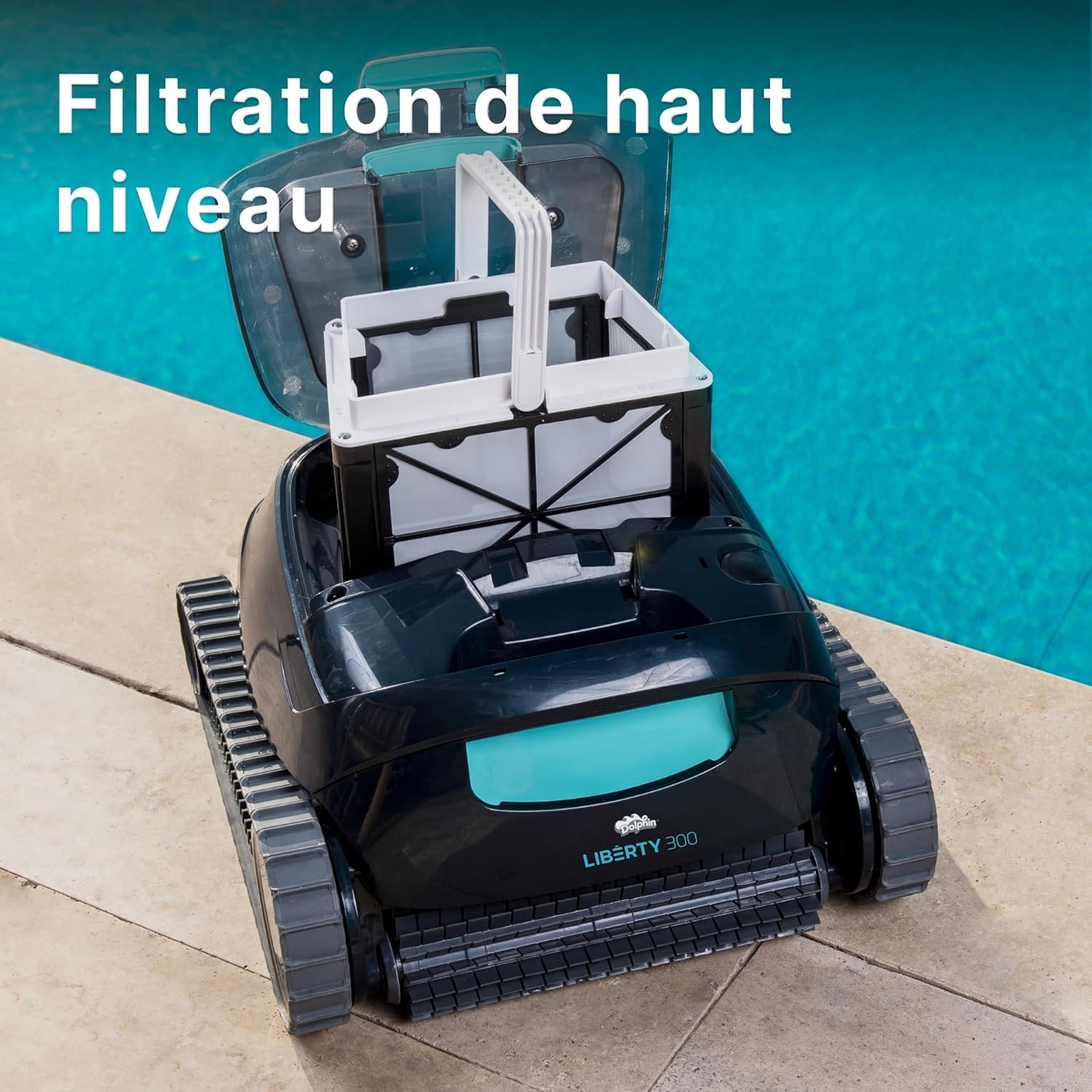 Dolphin Liberty 300 Robot Nettoyeur électrique sans Fil pour Piscine Hors-Sol Jusqu’à 10 m - Nettoyage des parois - Économie d'énergie