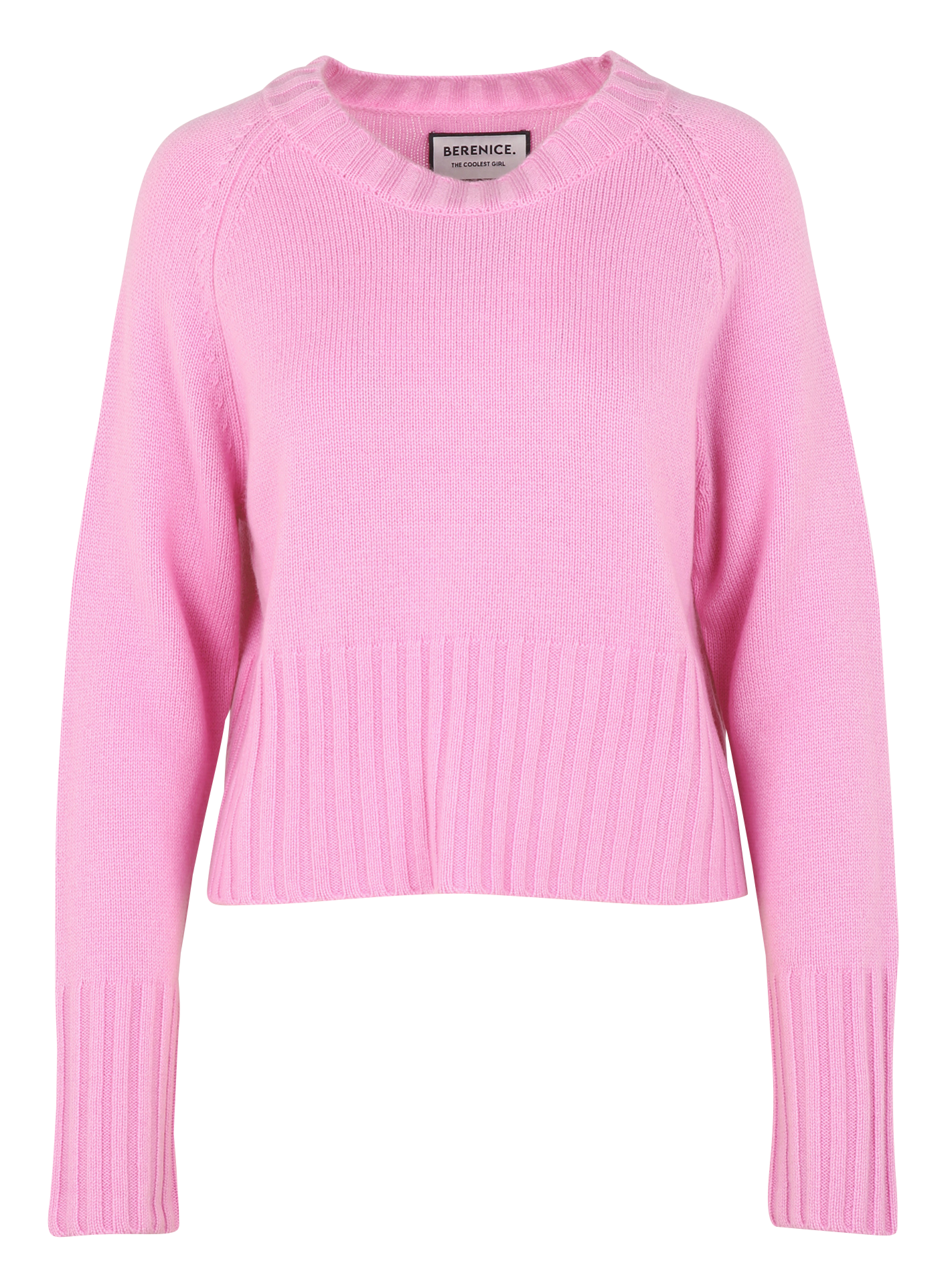 AMINI - Pull col rond en laine mélangée| Rose