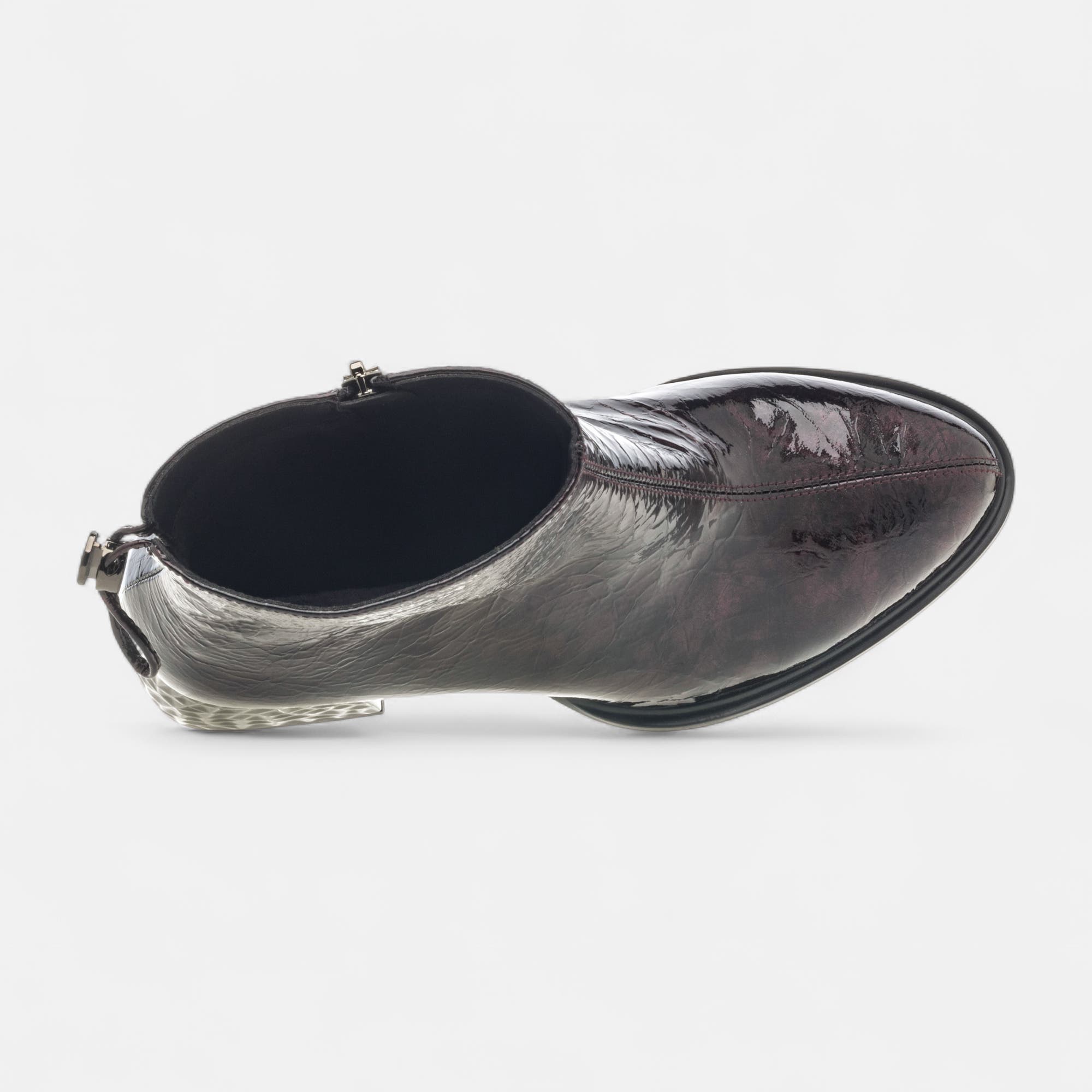Bottines à talon Femme en cuir bordeaux