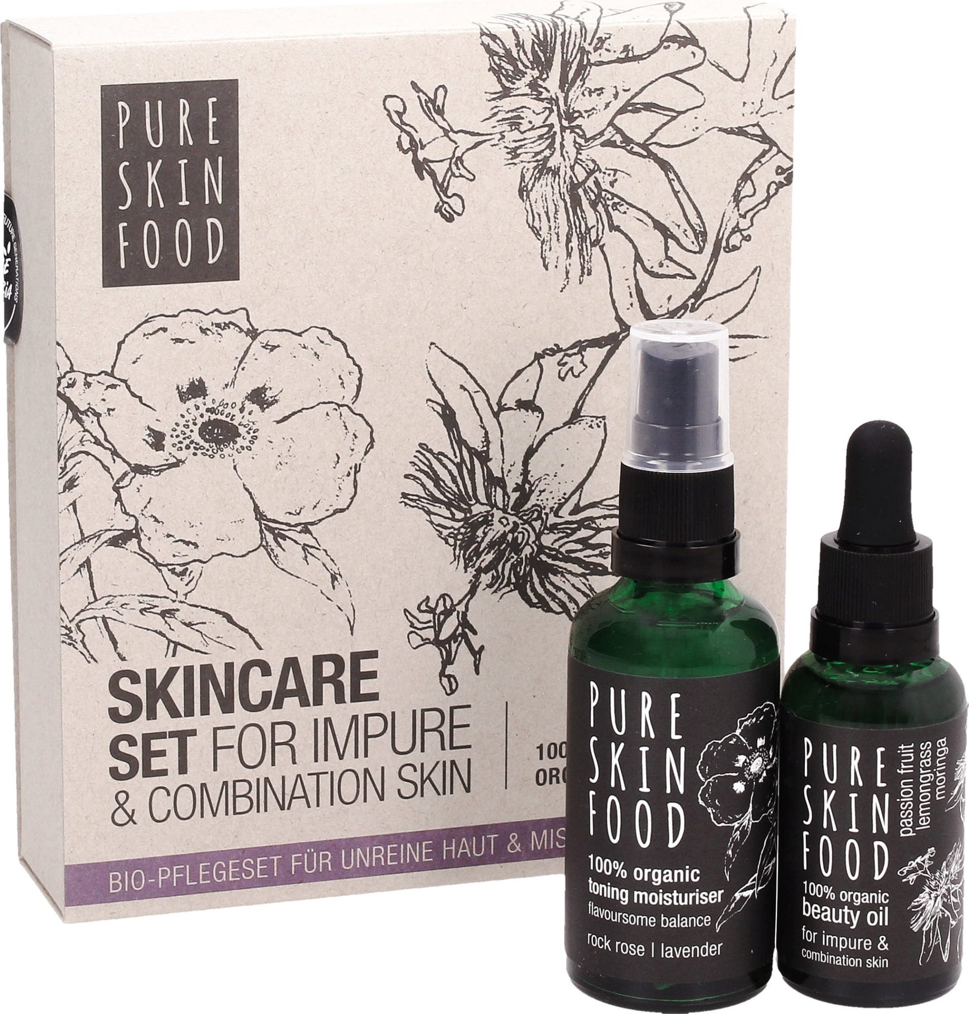 PURE SKIN FOOD  Organic Skincare Set For Impure & Combination Skin