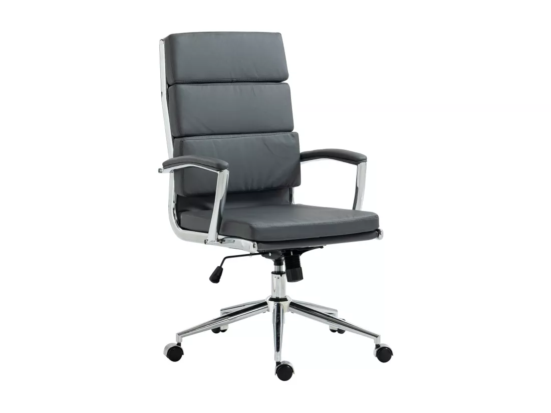 Chaise de bureau - Similicuir & Métal chromé - Gris - Cleveland