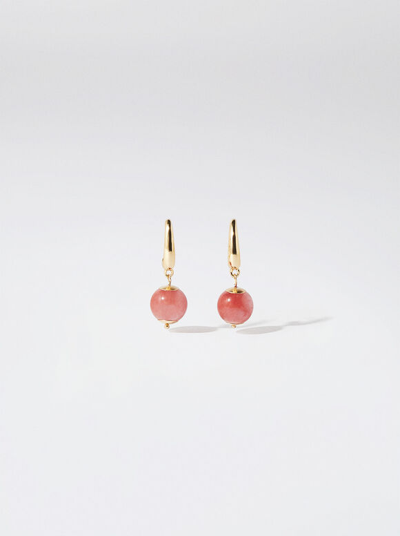 Brincos de argola com pedra - Coral