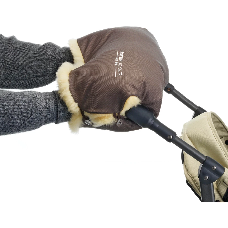 Hofbrucker LammfellhandWärmer für Kinderwagen Lammfell Handmuff Hergestellt in Deutschland Braun
