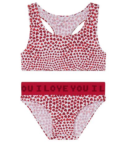 Stella McCartney Kids Bikini - UV50+ - Weiß/Rot m. Herzen