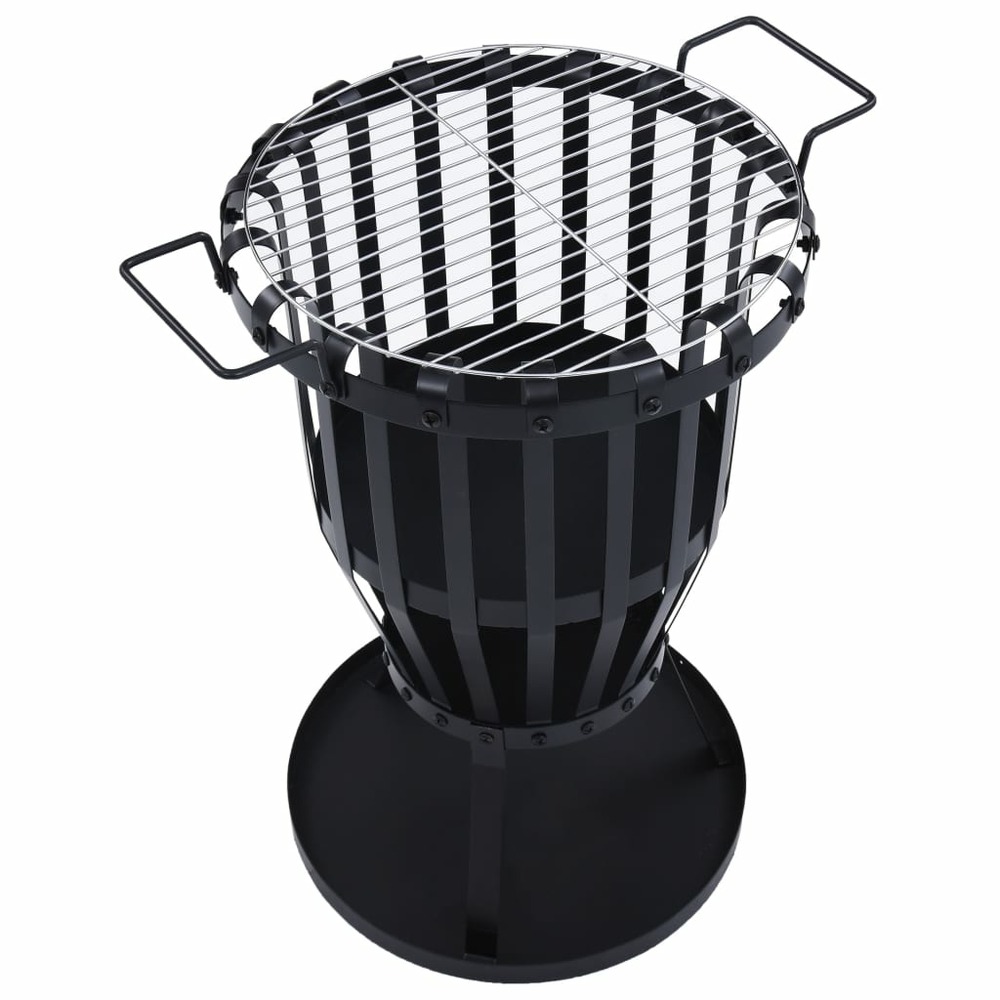 Panier de foyer de jardin avec gril de barbecue acier 47,5 cm