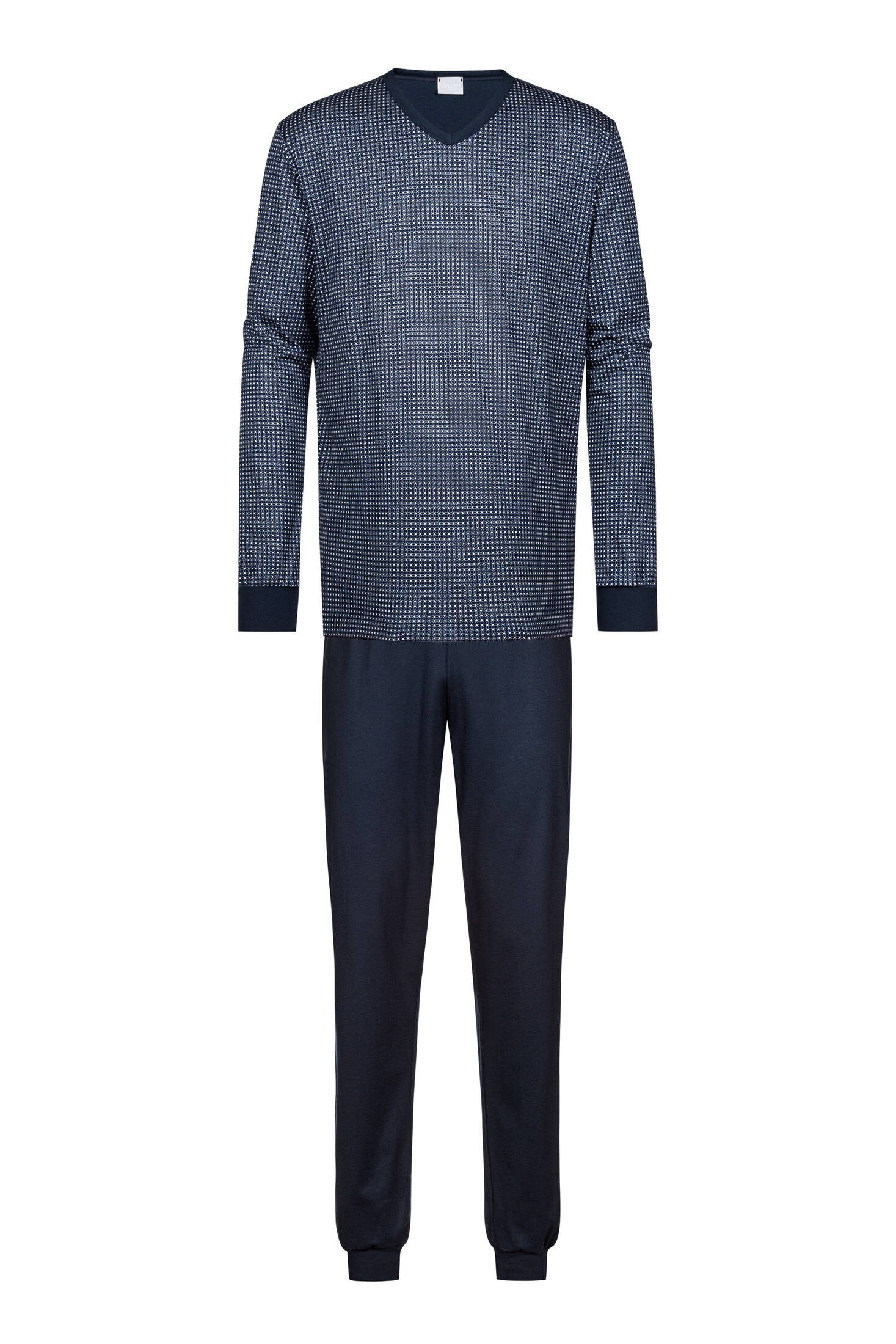 mey| Herren Schlafanzug Serie Blue Grid