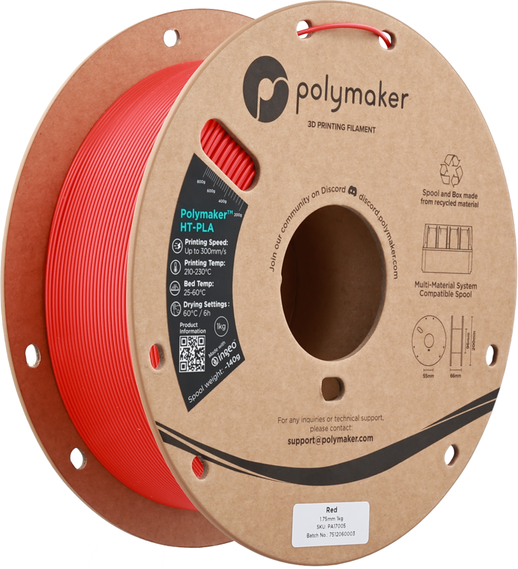 Polymaker  HT-PLA Red, 1,75 mm / 1000 g    Hochleistungs-PLA für hitzestabile 3D Druckanwendungen in Red