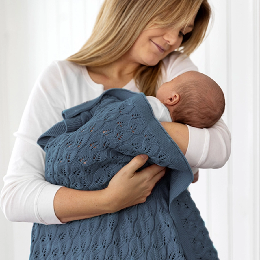 VINTER&BLOOM Strickdecke Öko Moment Denim Blue