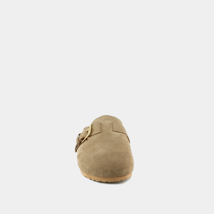 Mules à talons ouverts  en croute beige