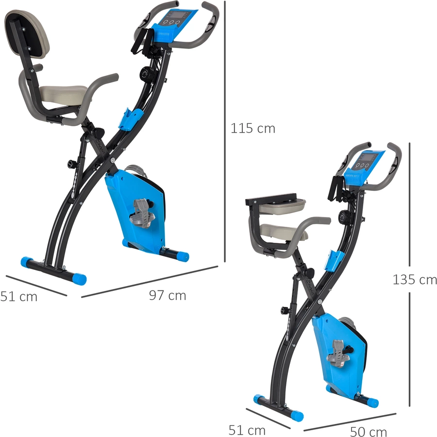 HOMCOM Fahrradtrainer mit LCD Display blau, grau