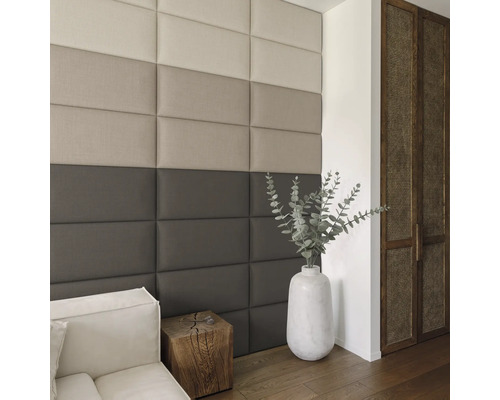 Wandkussen, linnenlook, bruin, geweven look, 30 x 60 cm