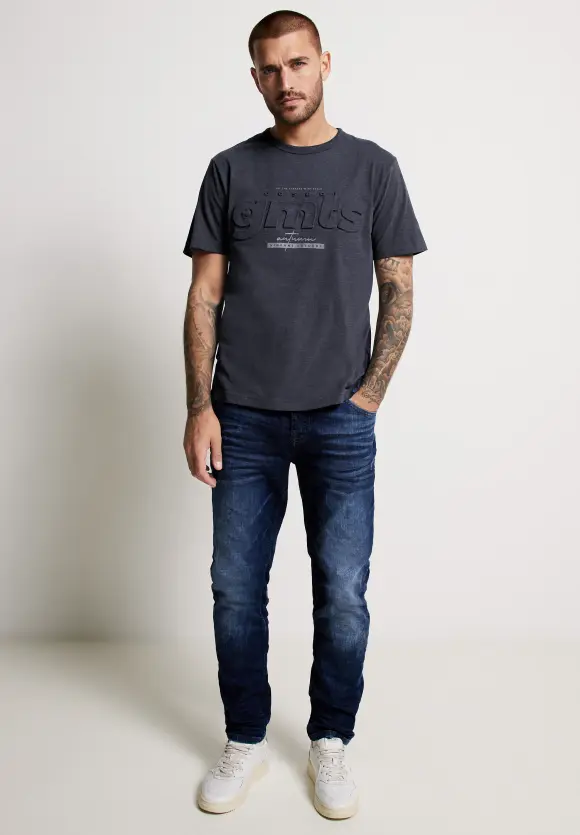 Softes Shirt mit 3D-Print - nightshadow blue melange