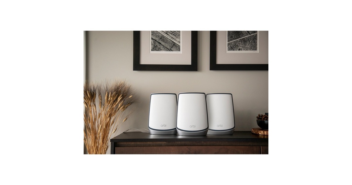 NetgearOrbi WiFi 6-systeem (RBK853) AX6000 mesh router  (1x Router (RBR850), 2x Satellieten (RBS850), Dekking tot 700 m²)