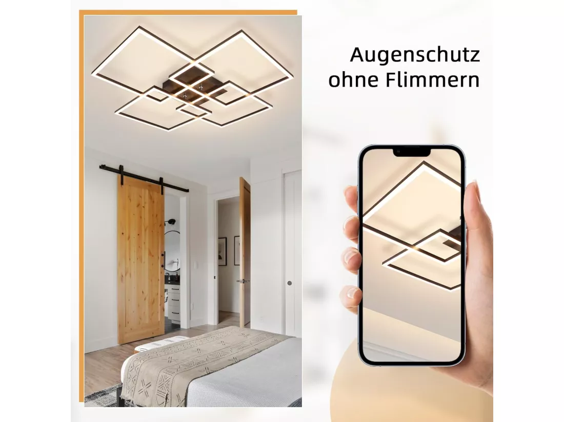 NETTLIFE plafonnier LED 4 noir moderne 32W 3000K blanc chaud