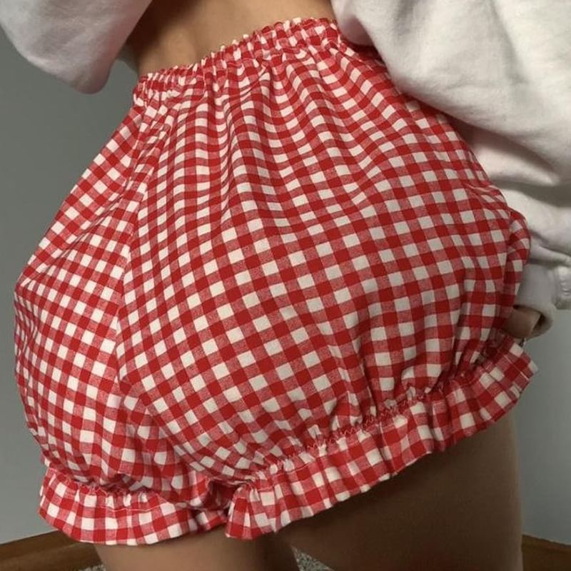 Trisica - Geruite ballonshorts met elastische taille
