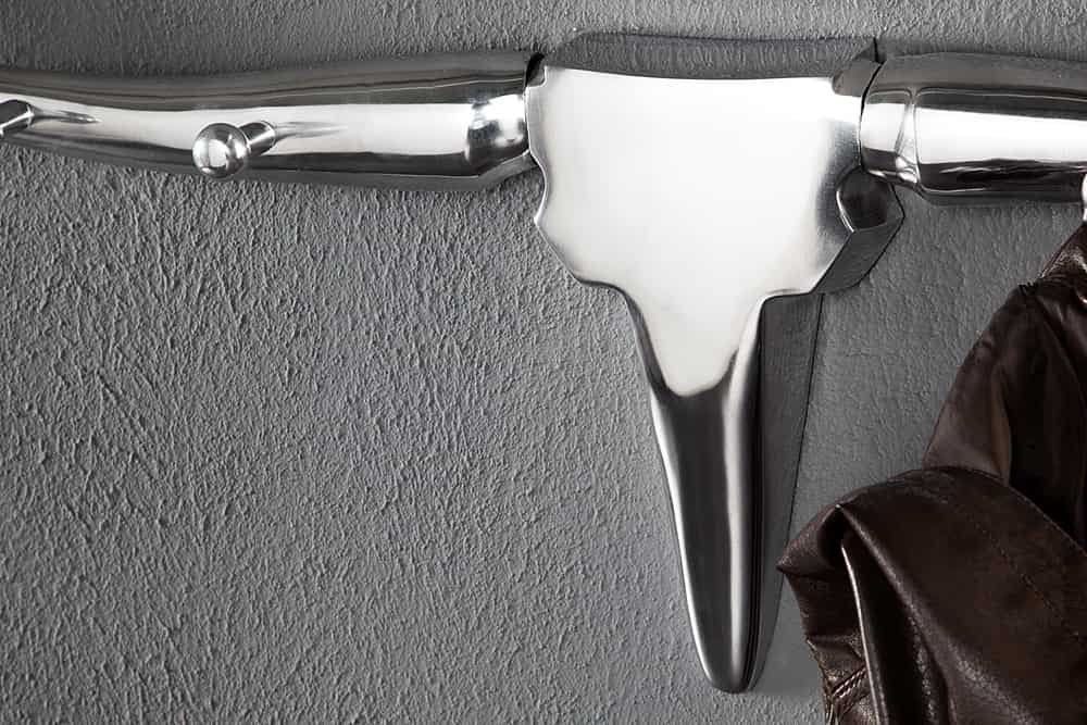 Design Garderobe BULL 100cm Aluminium Wanddekoration Stierkopf