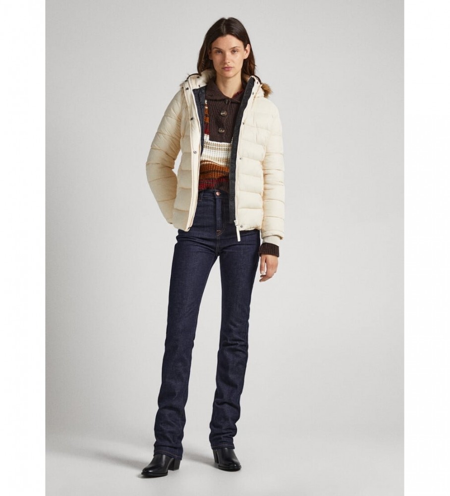 Jaqueta curta bege Pepe Jeans May