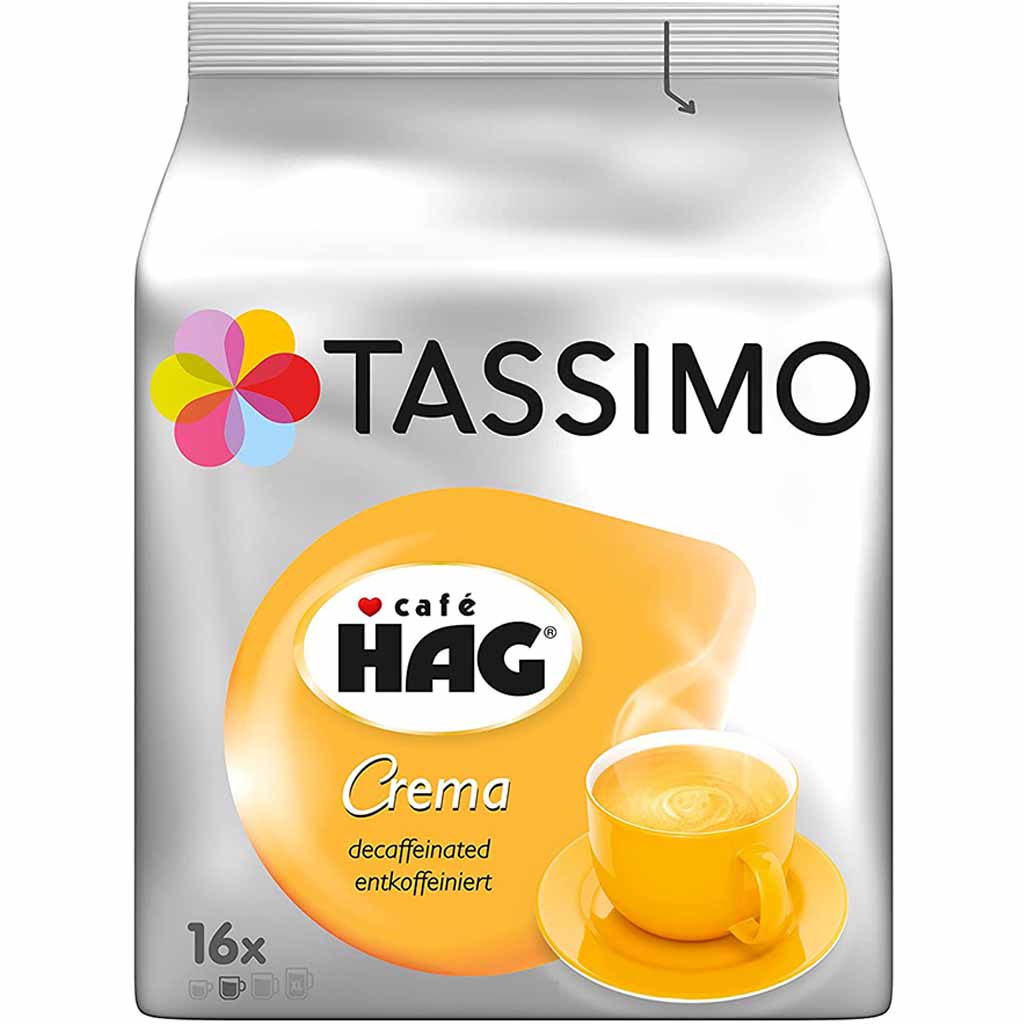 Tassimo Cafe HAG Crema entkoffeiniert 16 Kaffee Kapseln MHD:12.11.25