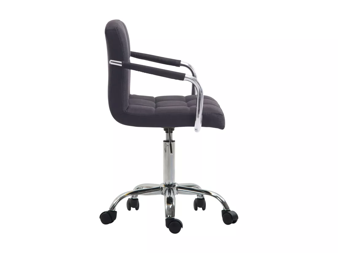 Chaise de bureau - Tissu & Métal chromé - Noir - Lucy V2