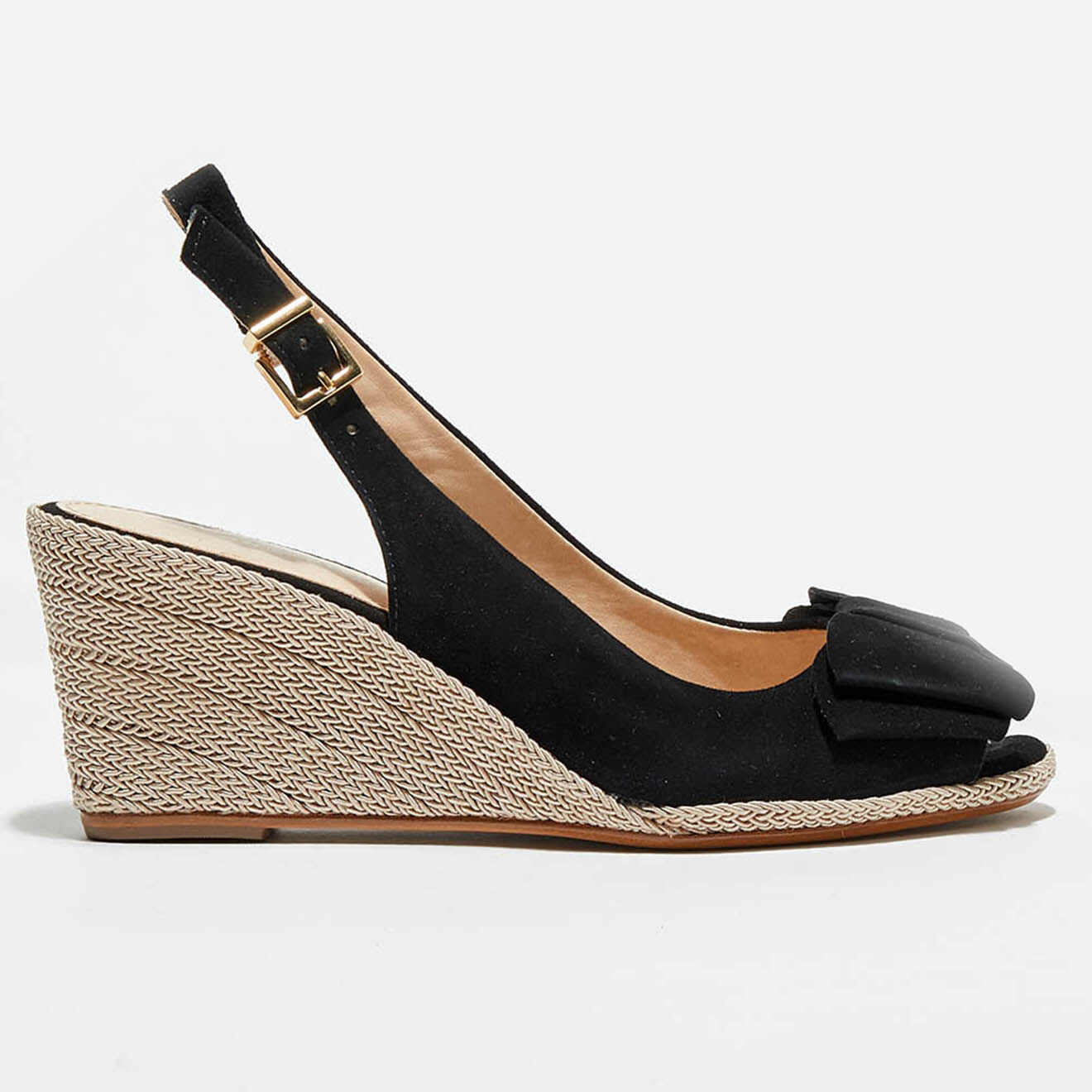 Cosmoparis Slingbacks compensés en Velours de Cuir Lizia noirs - Talon 7 cm