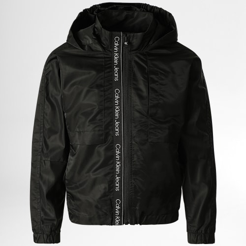 Veste Zippée Capuche Enfant Logo Tape 1493 Noir