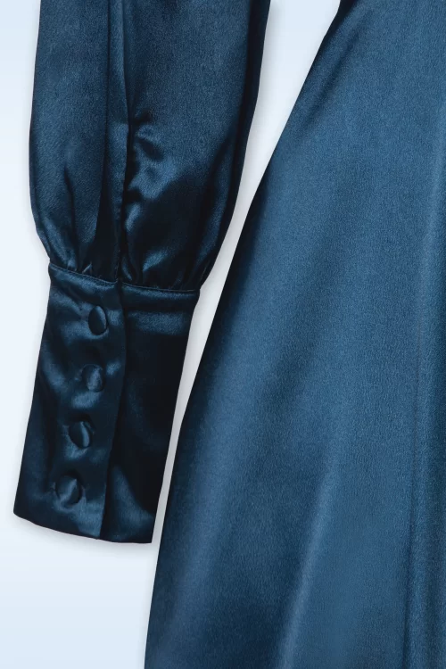 Vintage Diva  Cybele Satin swing jurk in navyblauw