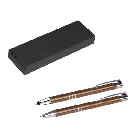 Livepac Office Metall Schreibset / Touchpen Kugelschreiber + Kugelschreiber / Farbe: braun
