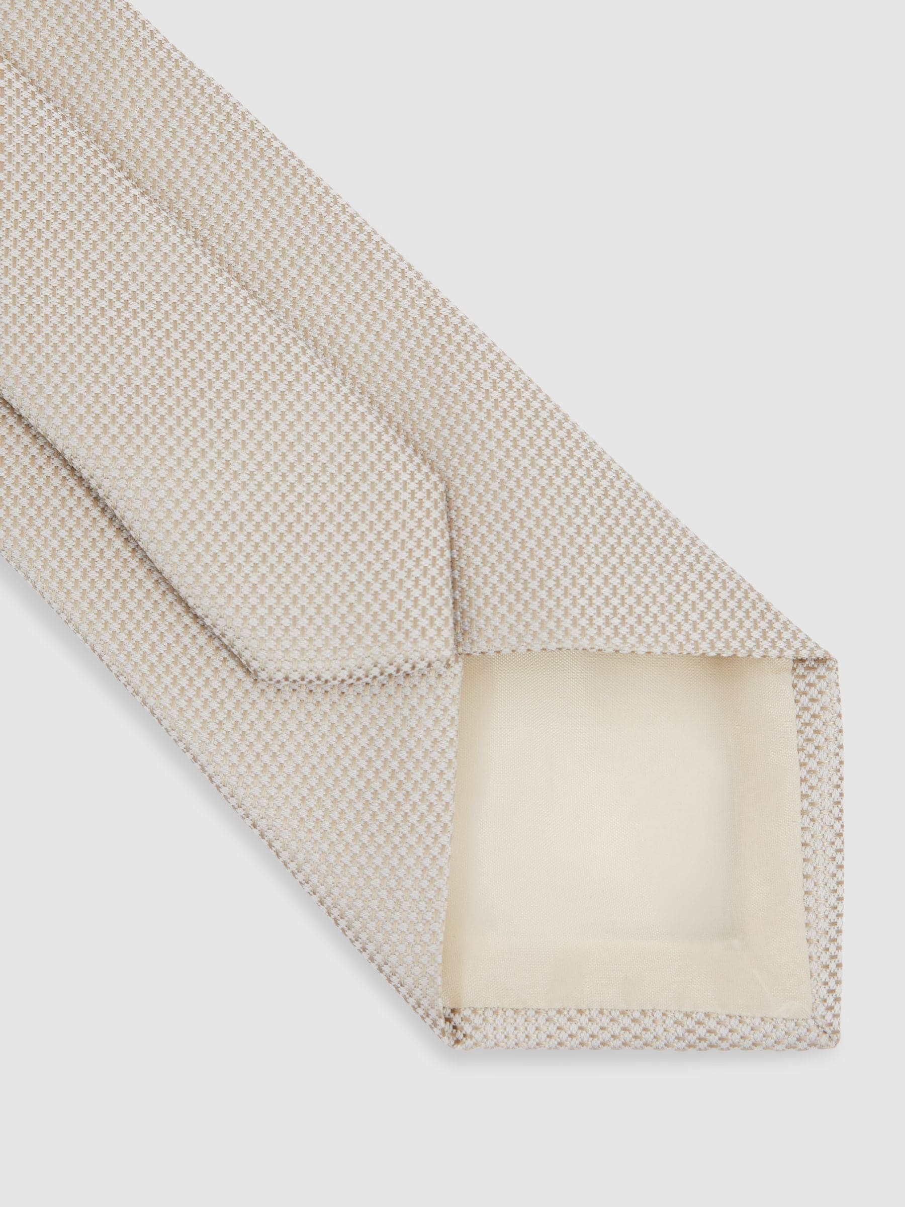 Zachte champagne - Reiss Ceremony stropdas van zijdemix met textuur