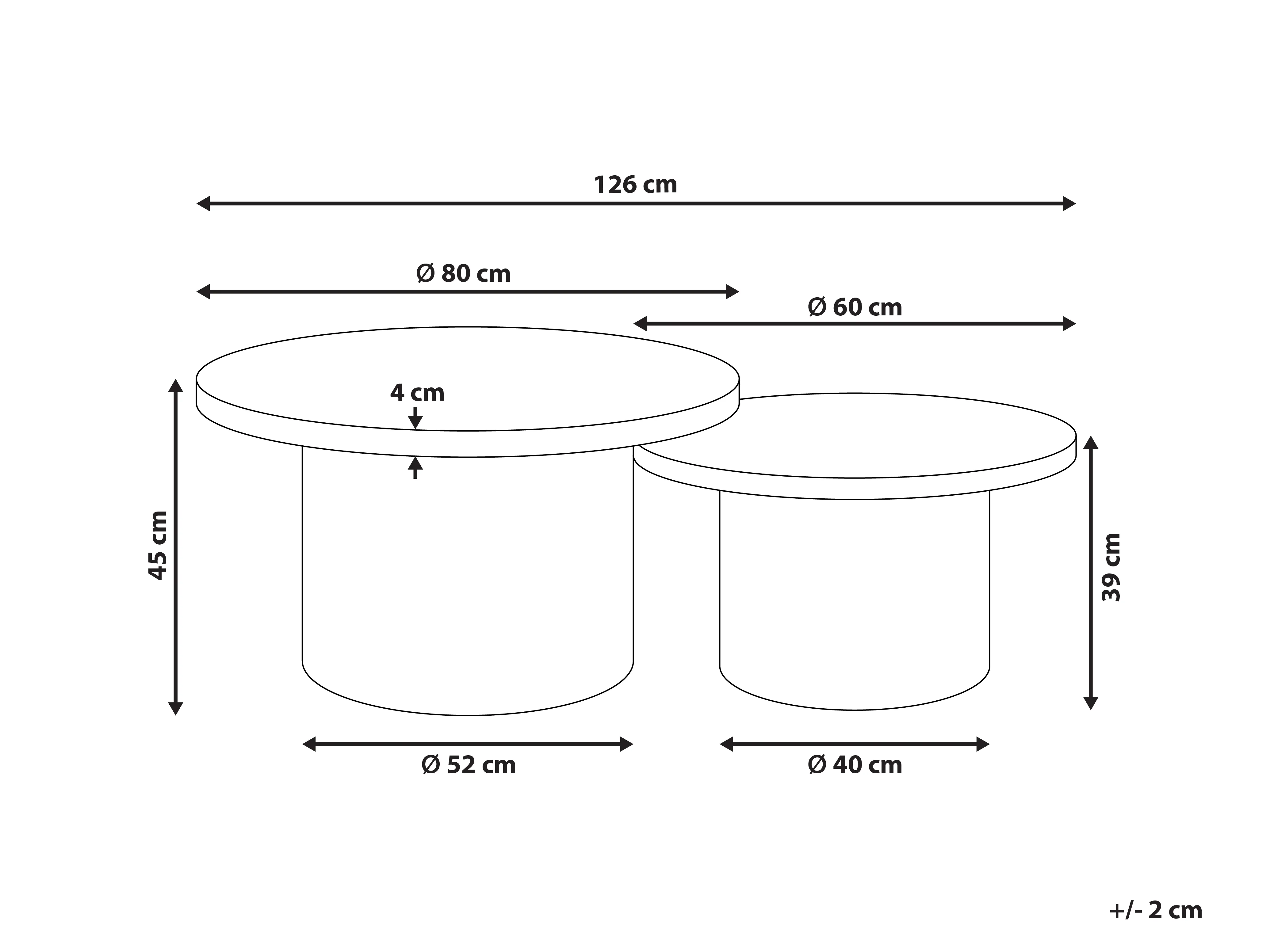 Set van 2 salontafels ILIOS Rotan Natuurlijk