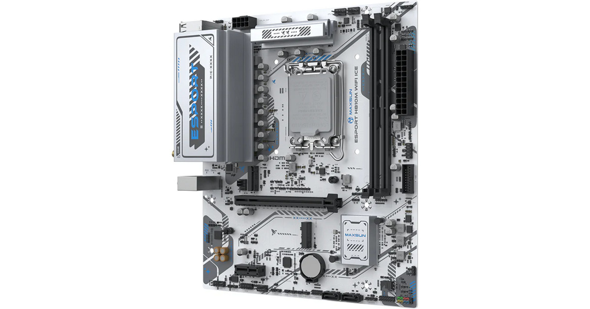 MAXSUNMS-eSport H810M WIFI ICE socket 1851 moederbord  (Wit, 2.5 Gb-LAN, WLAN, BT, Sound, µATX)