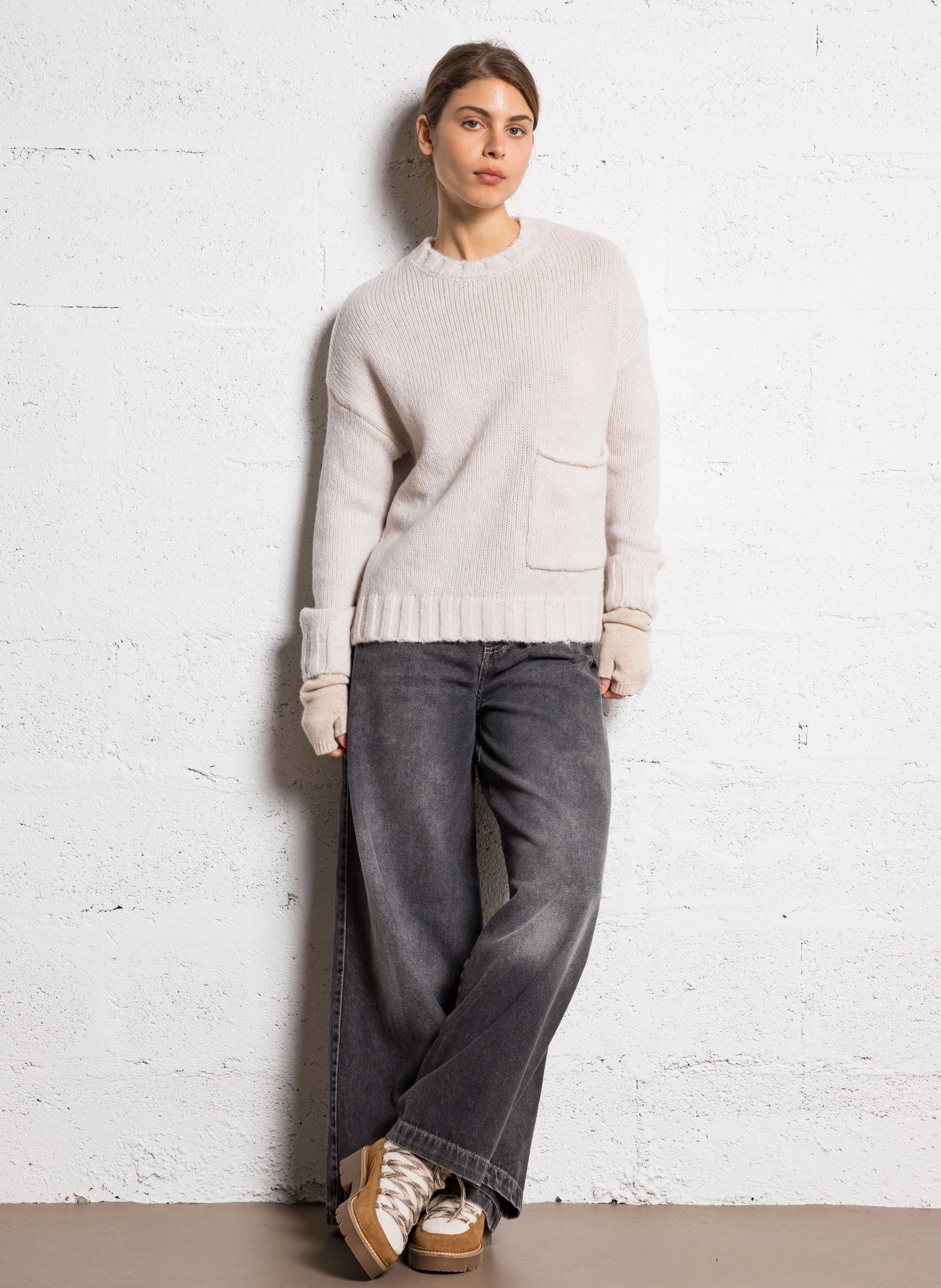 Jean large en coton | Noir