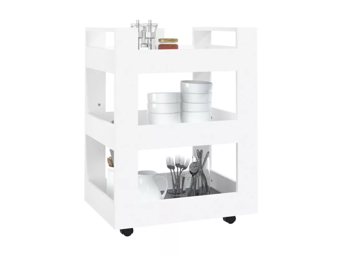 Chariot de cuisine Blanc 60x45x80 cm Bois d'ingénierie